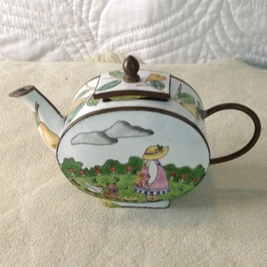 VTG Mini Cloisonne/Painted Enamel Teapot, Signed B. Yee, Collectible, Copper - Picture 1 of 4