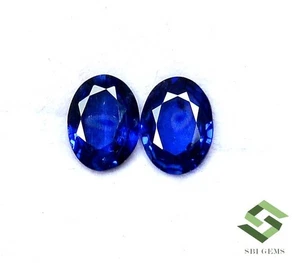 8x6 mm Natural Blue Sapphire Oval Cut Pair 2.22 CTS Calibrated Loose Gemstones - Picture 1 of 8
