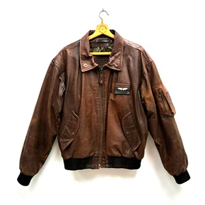 Air Force Leather Bomber Jacket Brown 52" - Picture 1 of 24