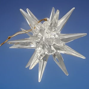 Stella 3D Ornamento Trasparente Acrilico Luce Inserto Fiocco di Neve Natale Vintage 4" - Foto 1 di 10