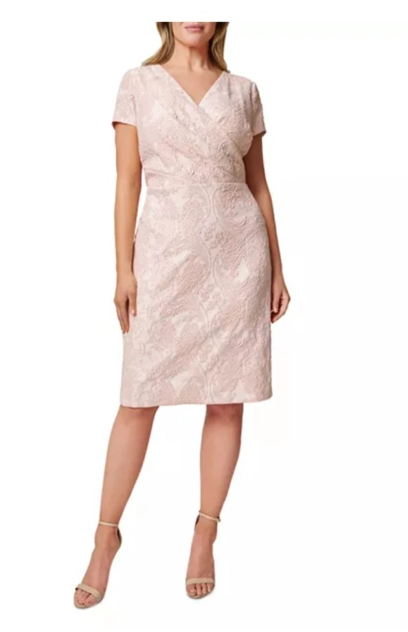 NWT- Adrianna Papell Women's Metallic Jacquard Color Rose Dress Size 22W - Image 1 of 2