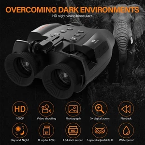 Nachtsichtbrille Kopfmontage Fernglas 5X FHD Infrarot Outdoor für die Jagd - Bild 1 von 24