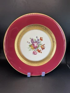 4 Syracuse China 10”  Old Ivory, Floral, Encrusted Verge Red Rim Pattern SY961  - Picture 1 of 10