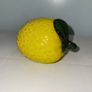 Vtg GLASS LEMON Murano Style Hand Blown Fruit Decoration Paperweight - YELLOW - Picture 1 of 4
