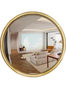 12" Gold Round Convex Mirror, Small Circle Wall Mirror with Thick Metal NEW - Picture 1 of 8