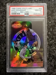 1999 TOPPS GOLD RED LABEL CLASS 1 PARALLEL #25 ALEX RODRIGUEZ #3/100 PSA 10 - Picture 1 of 3