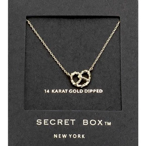 NEW SECRET BOX 14K GOLD DIPPED Mini Fast Food Pretzel Charm Minimalist Necklace - Picture 1 of 2
