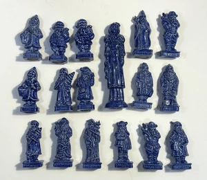 Vintage Konvolut 16 blau glasierte Keramik Weihnachtsmänner aus aller Welt - Bild 1 von 19