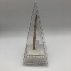 Bolígrafo Beverly Clark Classique cinta satinada blanca tono dorado bolígrafo caja abierta - Imagen 1 de 8