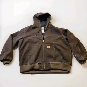 Y2K Carhartt Giacca Foderata Trapuntata con Cappuccio Uomo Taglia XL Marrone RN# 14806 - Foto 1 di 4
