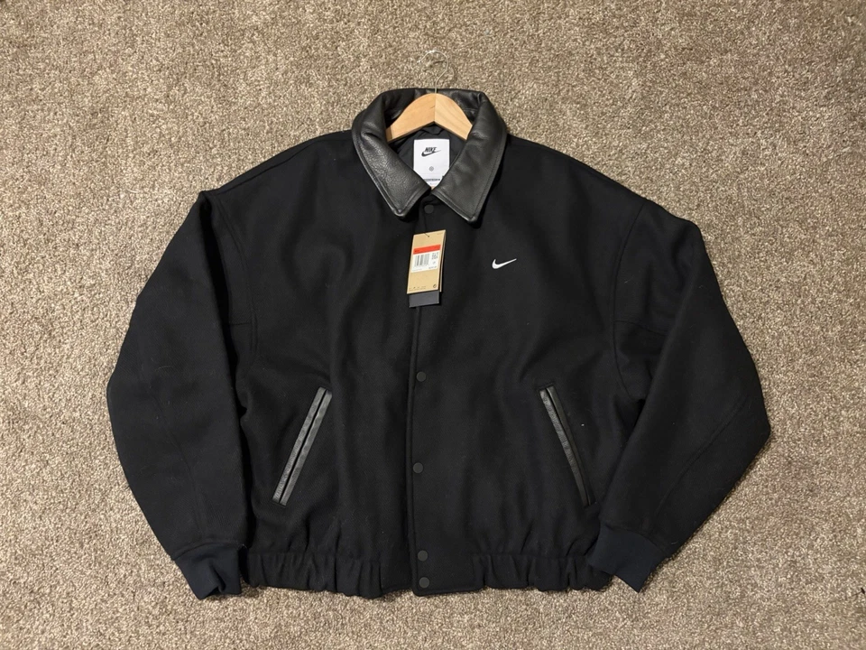 Куртка мужская Nike размер L Air Solo Swoosh шерстяная университетская кожаная черная FZ1168-010 - Изображение 1 из 3