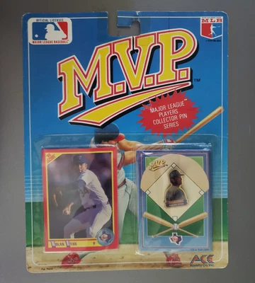MLB M.V.P.  NOLAN RYAN MAJOR LEAGUE CARD & COLLECTOR PIN SERIES 1990 ACE NOVELTY - Image 1 of 4