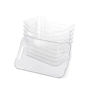 6 PCS Clear Plastic Storage Bin Container Set Pantry & Kitchen Fridge Organizer - Picture 1 of 8
