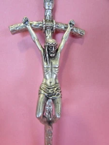 NEW/box never displayed solid 6" x 2 1/2" silver cross crucifix stamped ITALY - Picture 1 of 11