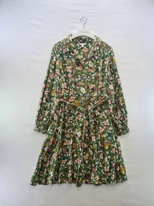 Monsoon Shirt Dress Size Medium Green Floral Midi Long Sleeve Collar Belted - Picture 1 of 10