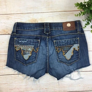 Antik Denim Womens Cutoff Distressed Jean Shorts Embellished Studded Sz 28 - Imagen 1 de 7