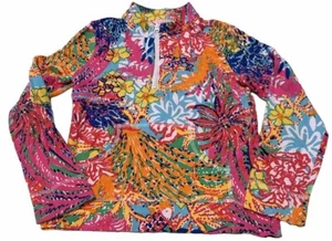 Lilly Pulitzer Girls Size L 8-10 Multicolor 1/4 Zip Popover Skipper Coral Fish - Picture 1 of 15