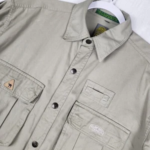 Camel Trophy Adventure Wear 1000 Miles Shirt Men's 2XL Khaki Utility Snap Button - Picture 1 of 14