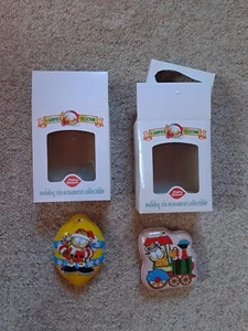 Garfield Tin Christmas Ornament PAWS 2001 Dairy Queen 4” Lot Of 2 - Picture 1 of 6
