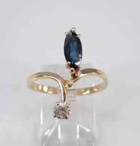 14K Yellow Gold Plated Lab Created Sapphire 2Ct Marquise Cut Bypass Wedding Ring - Picture 1 of 9