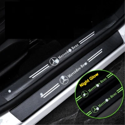 4PC Luminous Car Door Plate Sill Scuff Anti-scratch Sticker for Mercedes Benz - Image 1 of 4