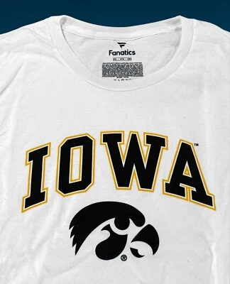 Fanatics IOWA HAWKEYES NCAA White Short-Sleeve T-Shirt - Men's 2XL - NWOT - Image 1 of 4