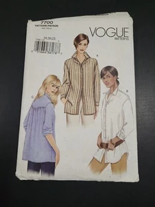 VINTAGE VOGUE LADIES YOKED BUTTON SHIRT PATTERN 7700 SIZE 22 FREE SHIPPING - Picture 1 of 2