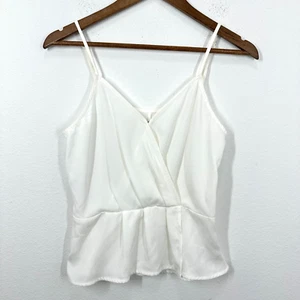 Camiseta sin mangas Leith Nordstrom talla pequeña cuello en V peplum blanca crema femenina - Imagen 1 de 6