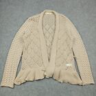 Odd Molly Cardigan 4 - Xl Beige Organic Cotton Open-Knit Sweater 047 Extra Large