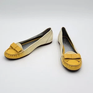 MichelleD Yellow Ombre Ballet Flats Sz8M Patent Leather Bow Comfort Statement - Picture 1 of 13