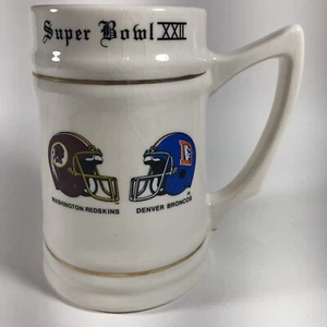 VINTAGE 1988 Washington Redskins Denver Broncos SuperBowl XXII Ceramic Stein/Mug - Picture 1 of 6