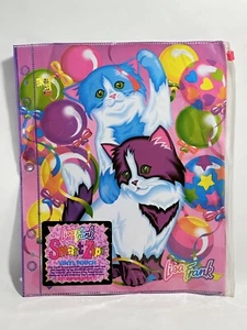 Lisa Frank Smart Zips Vinyl Pouch Kittens Balloons Rainbow Pencil 3 Ring Vintage - Picture 1 of 10