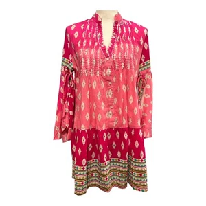 Talulah Dress Womens M Calypso Mixed Boho Geo Print Cotton Mini Hippie Beachy - Picture 1 of 8