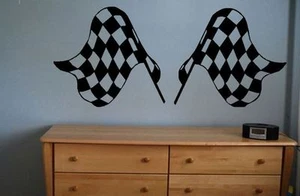 X-Large Chequer Flags Car Formula 1 Racing Grand Prix Vinyl wall Decal Sticker - Picture 1 of 3