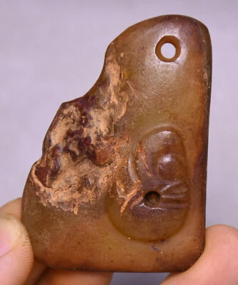 Colgante amuleto dragón Yu Pig tallado jade antiguo cultura Hongshan de 5,5 cm China Foto 1 de 4