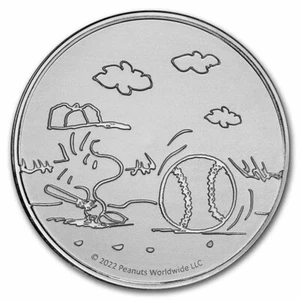 Peanuts® Baseball - Woodstock at Bat 1 oz Silver Round - Picture 1 of 5