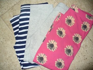 Gepunktete Zebra Mädchen Cropped Capri Leggings 3 Paar Gr. L (10) Neu ohne Etikett - Bild 1 von 5