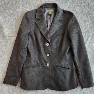 VTG Eddie Bauer Blazer Wool Angora Blend Women's M Dark Gray Career Office - Picture 1 of 15