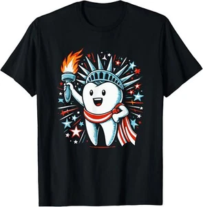 4th Of July Dentist Tooth Dental Patriotic T-Shirt - Picture 1 of 4