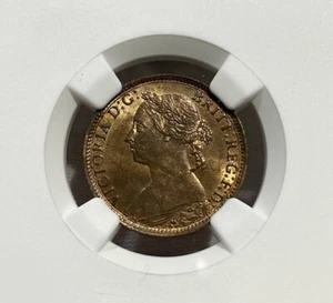 1886 Great Britain Farthing 1/4 Penny Queen Victoria NGC MS64 RB Choice UNC - Picture 1 of 3