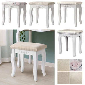 Vintage Dressing Table Desk Stool Vanity Seat Dresser Chairs Bedroom Carving Leg - Picture 1 of 52