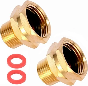 2 Pack Brass Garden Hose Adapter, 3/4" GHT Female X 1/2" NPT Male Connector - Picture 1 of 10