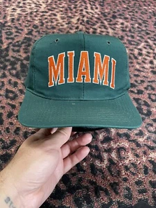 Vintage 90s Starter Miami Hurricanes Arch Script Blockhead Logo SnapBack - Picture 1 of 8