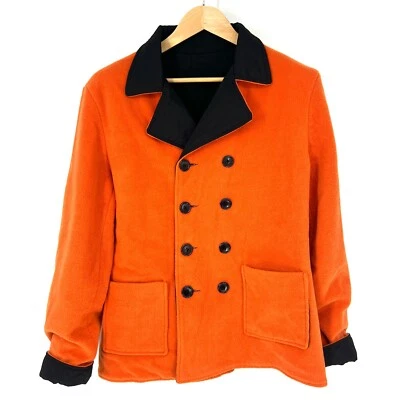 Julia Klein VTG Reversible Fleece Double-Breasted Coat Womens L Orange Jacket - Image 1 of 4
