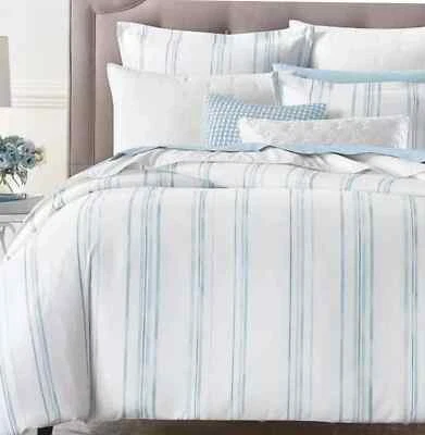 Sky Luxe Bristol Stripe3 Pcs Comforter Cover king size white/blue new - Image 1 of 4