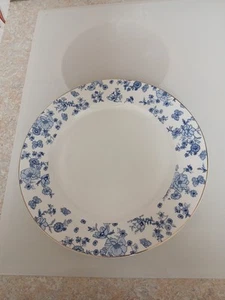 4er Set Grace Blau Blumenrand 10 1/2" Essteller Goldrand - Bild 1 von 8