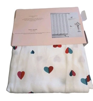 KATE SPADE Cortina de Ducha CORAZONES 💕 TELA 72" X 72" NUEVO CON ETIQUETAS Diseñador Moda          Foto 1 de 4