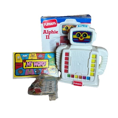 Vintage Playskool Alphie II Teaching Robot With Box, With Cards, Works! - Image 1 of 4