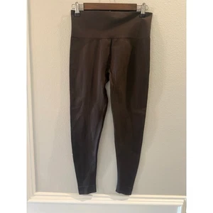 Set Active Dark Brown Sculptflex Leggings Sz Medium Seamless Ribbed Sides  - Picture 1 of 6