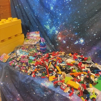 Lego Bundle 4kg Mixed Official Lego Bricks mini figures & 2 Yellow storage boxes - Image 1 of 4